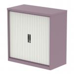 Qube 1000mm Side Tambour Cupboard Pastel Violet And Satin White With Shelves QS2218