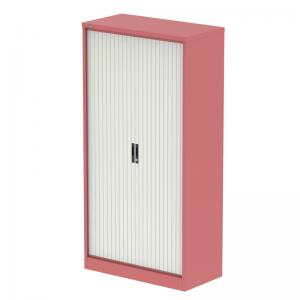 Qube 2000mm Side Tambour Cupboard Antique Pink And Satin White With