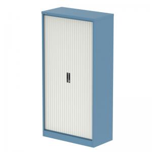 Qube 2000mm Side Tambour Cupboard Pastel Blue And Satin White With