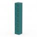 The Silverline Lockers Qube Locker has 6 doors and stands at 1800mm high. The color is verdigris, giving it a unique green tint. The locker has a sleek and modern design with a durable metallic finish. It is perfect for any type of storage needs.