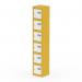 This photograph shows a striking Silverline Lockers Qube Locker, with 6 doors and a height of 1800mm. The locker is in a vibrant lemon yellow color, complemented by a sleek satin white finish.