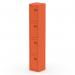 The Silverline Lockers Qube Locker has a vibrant Sienna Orange color and features four doors with a height of 1800mm. Its modern design adds a pop of color to any space while providing ample storage for personal items.