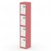 A modern and stylish Silverline Qube Locker with four doors, standing at 1800mm in height. The locker is adorned with an eye-catching antique pink and satin white color scheme. Its sleek design and vibrant colors make it a great addition to any space.