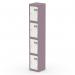 This picture shows a tall 4 door locker from Silverline Lockers, reaching a height of 1800mm. The locker features a pastel violet and satin white color scheme, adding a touch of softness to its sleek Qube design.