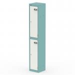 Qube Locker 2 Door 1800mm High Pastel Turquoise And Satin White QS2305