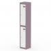 In the photo, a sleek silverline locker stands tall at 1800mm in pastel violet and satin white. Its two doors open to reveal a spacious interior, perfect for storage and organization. The modern design adds a touch of style to any room.