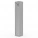 A tall, sleek, silver-colored locker with a single door standing at 1800mm high. The door features a modern locking mechanism and a handle with a silver finish. The locker is part of the Silverline Qube collection.
