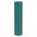 This photo shows a 1-door Silverline Lockers Qube Locker with a verdigris finish, standing at 1800mm tall. Its sleek design features a single handle and ventilation holes, perfect for storing personal belongings in any setting.
