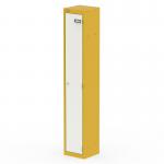 The Silverline Lockers Qube Locker is a bright, eye-catching Lemon Yellow and Satin White color. It stands 1800mm high and features 1 door, making it a stylish and functional storage solution. The sleek design adds a touch of modernity to any space.