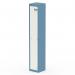 This photo showcases a sleek and modern Silverline Qube 1 door locker in a striking pastel blue and satin white finish. Standing at 1800mm high, it exudes style and functionality. The clean lines and bold colors make it an eye-catching addition to any space.