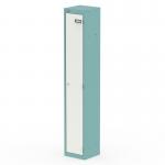 The Silverline Lockers Qube Locker is a vibrant blend of pastel turquoise and satin white, standing at 1800mm tall. With one sleek door, this locker is both functional and stylish, adding a pop of color to any room.