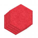 Sch! Acoustic Wall Tile - Set of 4 - Bevelled Edge - Hexagon - Poppy Red SCH00252