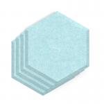 Sch! Acoustic Wall Tile - Set of 4 - Bevelled Edge - Hexagon - Sky Light Blue SCH00256