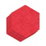 Sch! Acoustic Wall Tile - Set of 4 - Square Edge - Hexagon - Poppy Red SCH00302