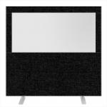 Impulse Plus Clear Half Vision 1500/1600 Floor Free Standing Screen Black Fabric Light Grey Edges SCR10506