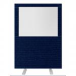 Impulse Plus Clear Half Vision 1500/1200 Floor Free Standing Screen Royal Blue Fabric Light Grey Edges SCR10521