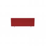 A stunning image of a Dynamic Screen Systems Impulse Plus Oblong desktop screen, featuring rounded corners in burgundy fabric and light grey edges. The screen is sleek and modern, providing a professional touch to any workspace. The dynamic design is both functional and visually appealing, making it a versatile addition to any office setting.