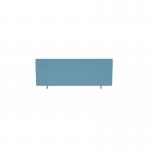 The Dynamic Screen Systems Impulse Plus Oblong Desktop Screen features rounded corners and a sky blue fabric design with light grey edges. It adds a stylish and modern touch to any workspace.