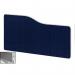 In the photo, we see a set of dynamic wave desk screens from the Impulse Plus Wave collection. The backdrop screen is 400600 in size and features rounded corners. The fabric is royal blue, while the edges are light grey. These screens add a modern and stylish touch to any office space.