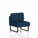 The dynamic modular seating system from Brixworth features a central unit with sleek black legs and is upholstered in two types of fabric. Its modern design is both stylish and functional, making it a versatile addition to any space.