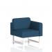 The photo displays a stylish and versatile Dynamic Modular Seating Brixworth Modular Seating Left Unit. It features sleek white legs and is upholstered in Sumi fabric, creating a modern and comfortable seating option.