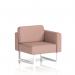 The photograph captures a piece of Dynamic Modular Seating Brixworth, specifically the Left Unit with White Legs. The Yoredale Fabric in Kidstone SF000365 adds a touch of luxury, while the modular design offers versatility and sleek modernity.