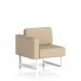 A sleek and modern white seating unit with dynamic modular design, perfect for any space. The Brixworth features a sturdy base with clean lines, contrasted by the bold Yoredale fabric upholstery. This right unit offers both style and function.