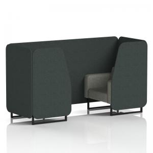 Brixworth 2 Seater Booth With Black Legs In Rivet Fabric - Charcoal
