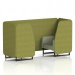 Brixworth 2 Seater Booth With Black Legs In Rivet Fabric - Olive Panels And Burnish Sofa SF000545