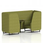 Brixworth 2 Seater Booth With Black Legs And Black Table With Black Leg In Rivet Fabric - Olive Panels And Sofa SF000575