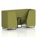 Brixworth 2 Seater Booth With Black Legs And Black Table With Black Leg In Rivet Fabric - Olive Panels And Sofa SF000575