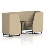 Brixworth 2 Seater Booth With Black Legs And Black Table With Black Leg In Main Line Flax Fabric - Upminster Panels And Sofa SF000588