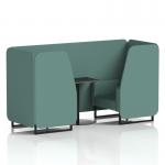 Brixworth 2 Seater Booth With Black Legs And Black Table With Black Leg In Sumi Fabric - Handa Panels And Sofa SF000596