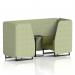 Brixworth 2 Seater Booth With Black Legs And Black Table With Black Leg In Rivet Fabric - Burnish Panels And Olive Sofa SF000602