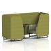 Brixworth 2 Seater Booth With Black Legs And Black Table With Black Leg In Rivet Fabric - Olive Panels And Burnish Sofa SF000605