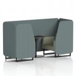 Brixworth 2 Seater Booth With Black Legs And Black Table With Black Leg In Main Line Flax Fabric - Westminster Panels And Newbury Sofa SF000619