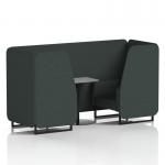 Brixworth 2 Seater Booth With Black Legs And Grey Table With Black Leg In Rivet Fabric - Charcoal Panels And Sofa SF000633