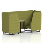 Brixworth 2 Seater Booth With Black Legs And Grey Table With Black Leg In Rivet Fabric - Olive Panels And Sofa SF000635