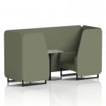 Brixworth 2 Seater Booth With Black Legs And Grey Table With Black Leg In Main Line Flax Fabric - Monument Panels And Sofa SF000645