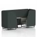 Brixworth 2 Seater Booth With Black Legs And Grey Table With Black Leg In Rivet Fabric - Charcoal Panels And Vitreous Sofa SF000663