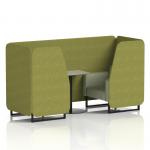 Brixworth 2 Seater Booth With Black Legs And Grey Table With Black Leg In Rivet Fabric - Olive Panels And Burnish Sofa SF000665