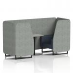 Brixworth 2 Seater Booth With Black Legs And Grey Table With Black Leg In Rivet Fabric - Prime Panels And Crucible Sofa SF000666