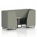 Brixworth 2 Seater Booth With Black Legs And Grey Table With Black Leg In Rivet Fabric - Vitreous Panels And Charcoal Sofa SF000667