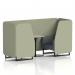 This photo features two modern, dynamic seating booths with sleek black legs and a grey table with black legs. The main line flax fabric adds a touch of texture, while the Newbury panels and Westminster sofa create a cohesive look. Perfect for creating a comfortable and stylish seating area.