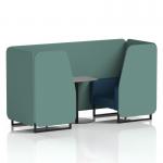 Brixworth 2 Seater Booth With Black Legs And Grey Table With Black Leg In Sumi Fabric - Handa Panels And Uto Sofa SF000686