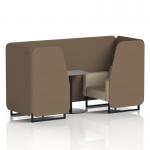 Brixworth 2 Seater Booth With Black Legs And Grey Table With Black Leg In Sumi Fabric - Osaka Panels And Zen Sofa SF000688