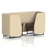 Brixworth 2 Seater Booth With Black Legs And Grey Table With Black Leg In Sumi Fabric - Zen Panels And Osaka Sofa SF000691