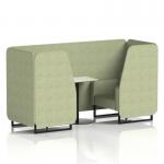 Brixworth 2 Seater Booth With Black Legs And White Table With Black Leg In Rivet Fabric - Burnish Panels And Sofa SF000692