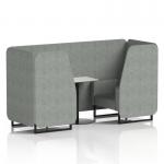 Brixworth 2 Seater Booth With Black Legs And White Table With Black Leg In Rivet Fabric - Prime Panels And Sofa SF000696