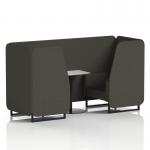 Brixworth 2 Seater Booth With Black Legs And White Table With Black Leg In Main Line Flax Fabric - Temple Panels And Sofa SF000707